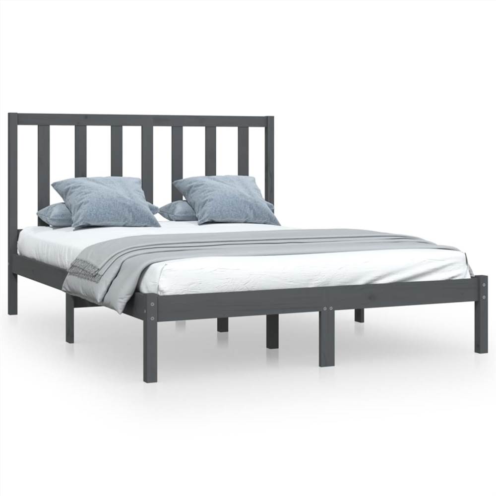 Bed Frame Grey Solid Wood Pine 160x200 cm
