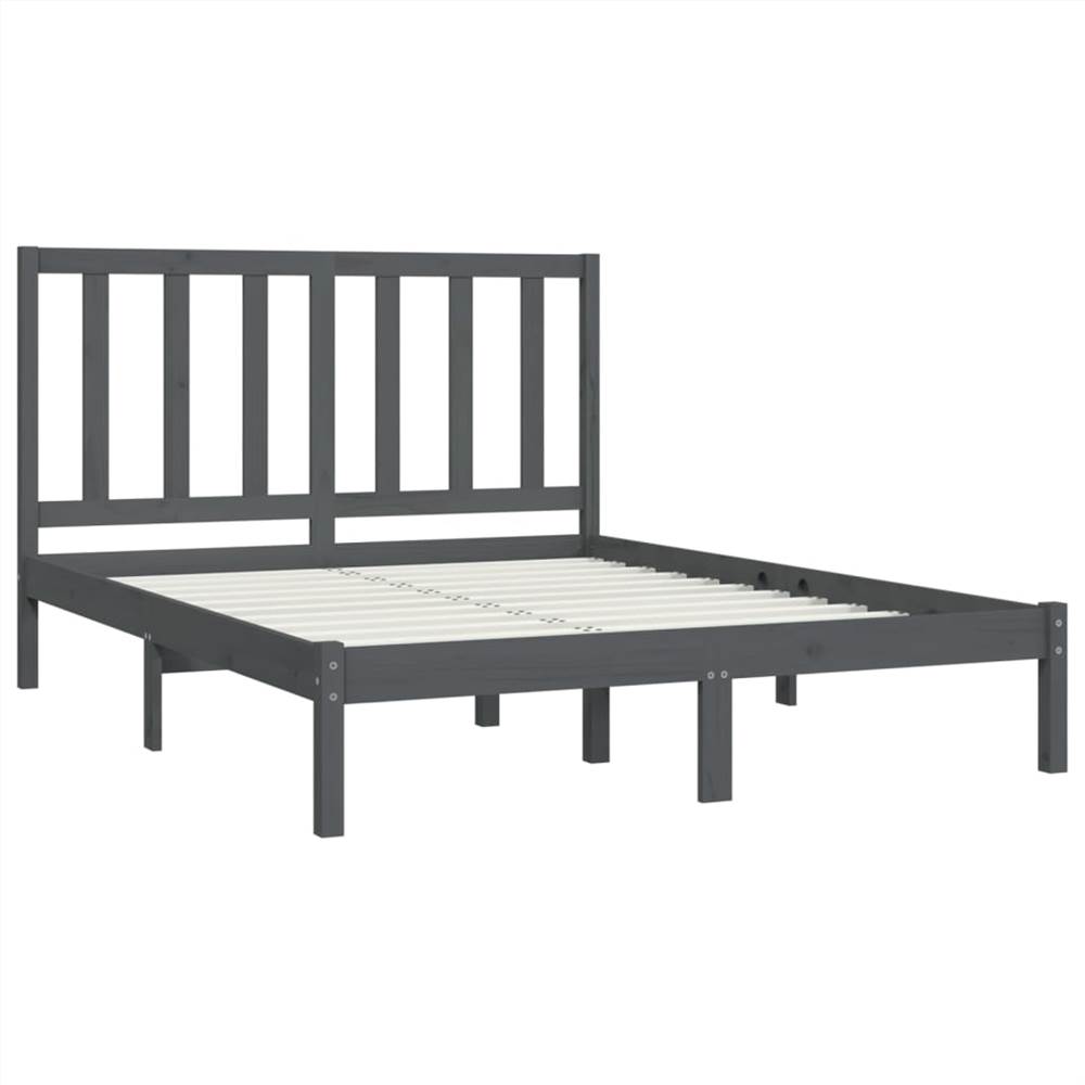 Bed Frame Grey Solid Wood Pine 160x200 cm