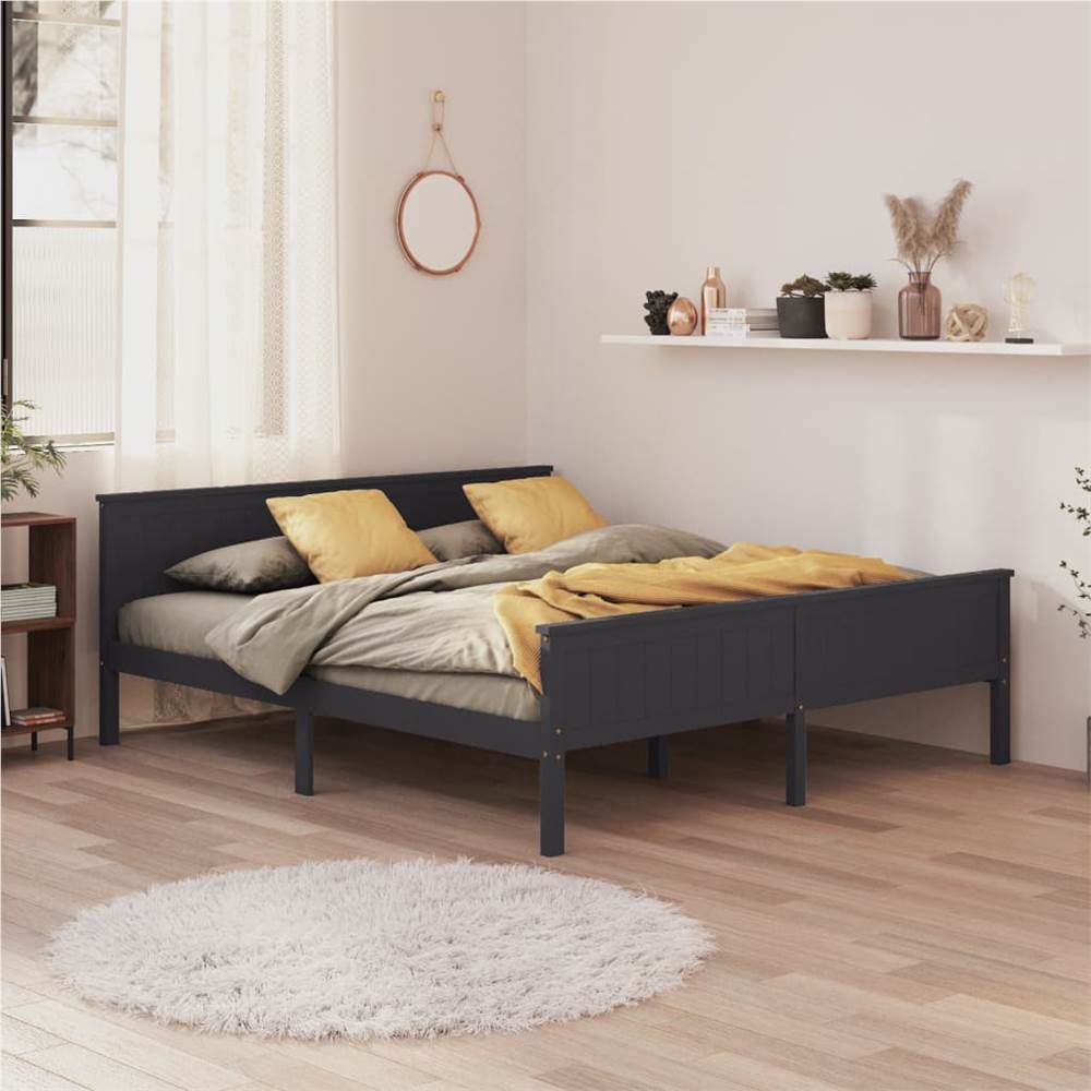 

Bed Frame Grey Solid Wood Pine 180x200 cm
