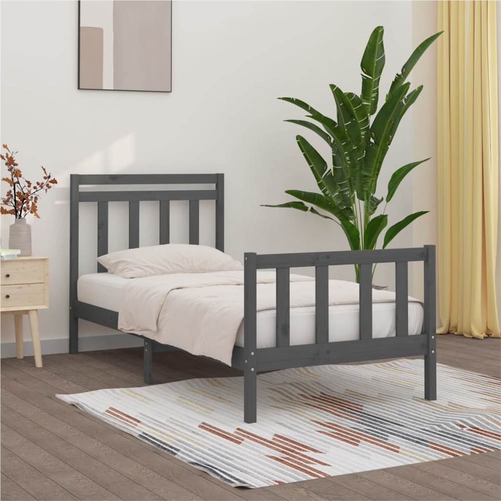 

Bed Frame Grey Solid Wood Pine 90x200 cm