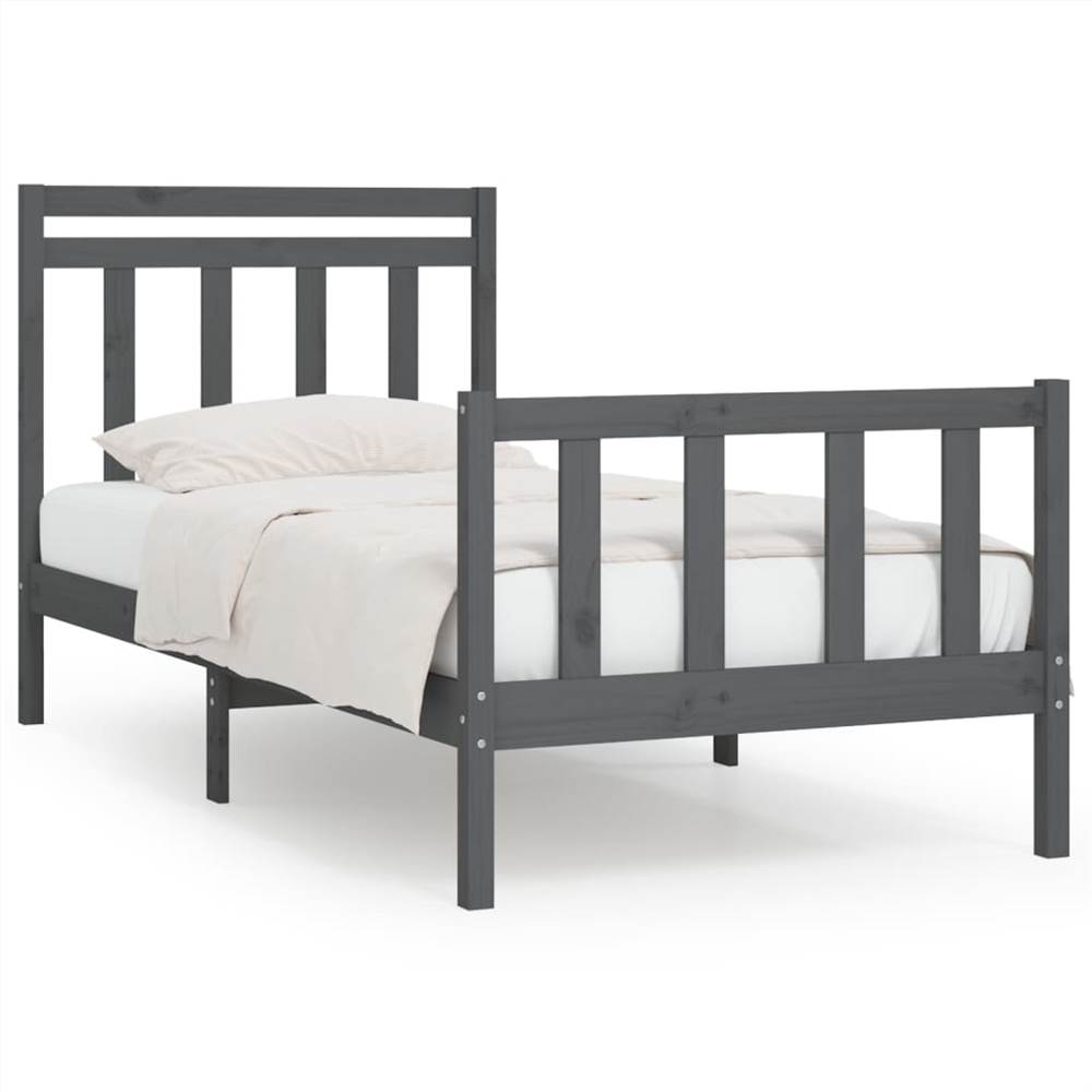 Bed Frame Grey Solid Wood Pine 90x200 Cm 7 Bed Frame Grey Solid Wood Pine 90x200 cm