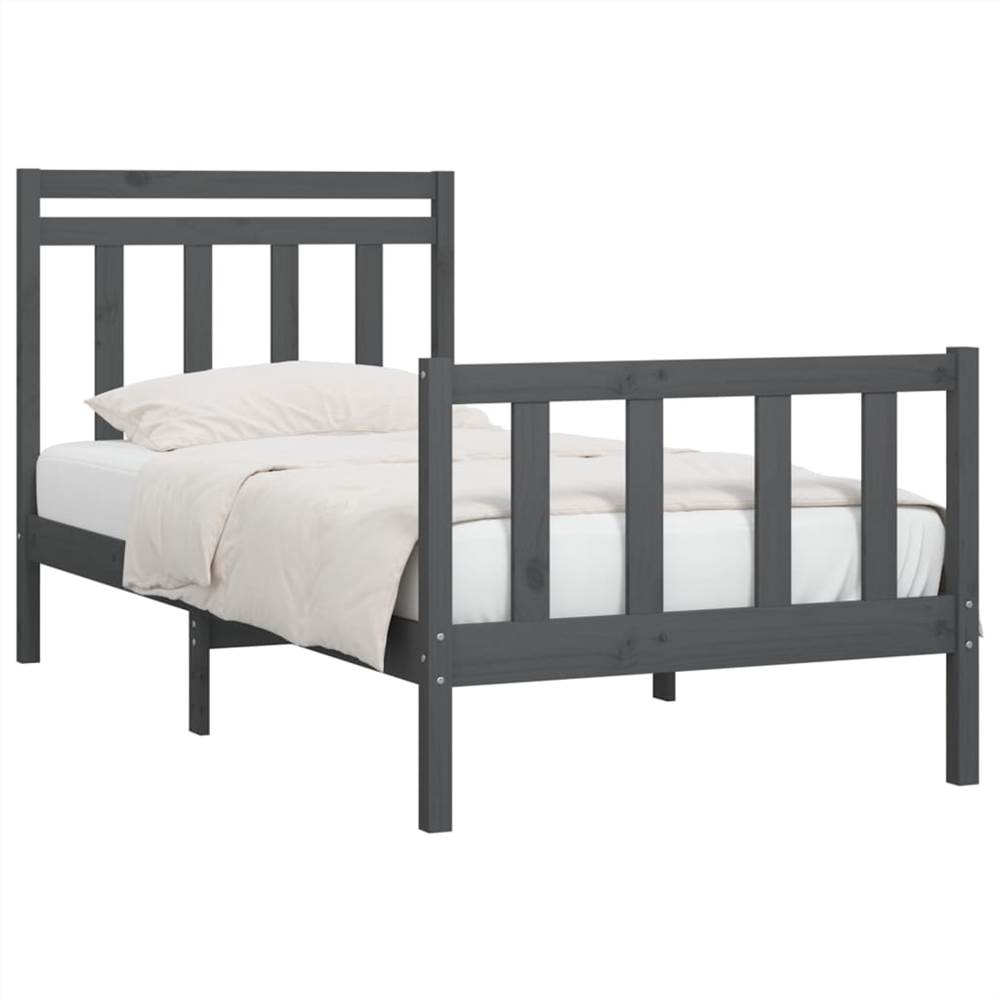 Bed Frame Grey Solid Wood Pine 90x200 Cm 8 Bed Frame Grey Solid Wood Pine 90x200 cm