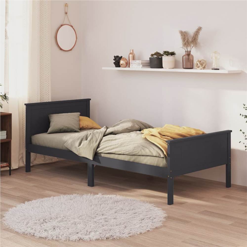 

Bed Frame Grey Solid Wood Pine 90x200 cm