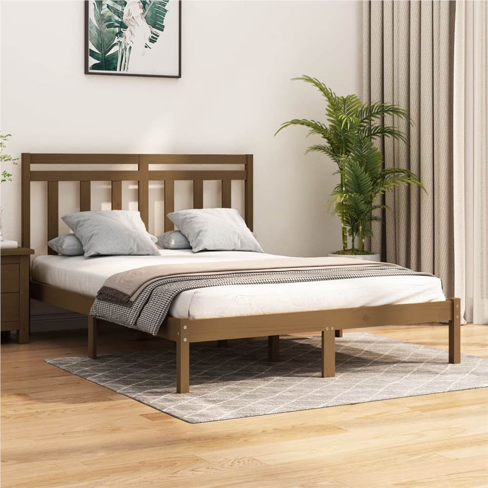 

Bed Frame Honey Brown Solid Wood 135x190 cm 4FT6 Double