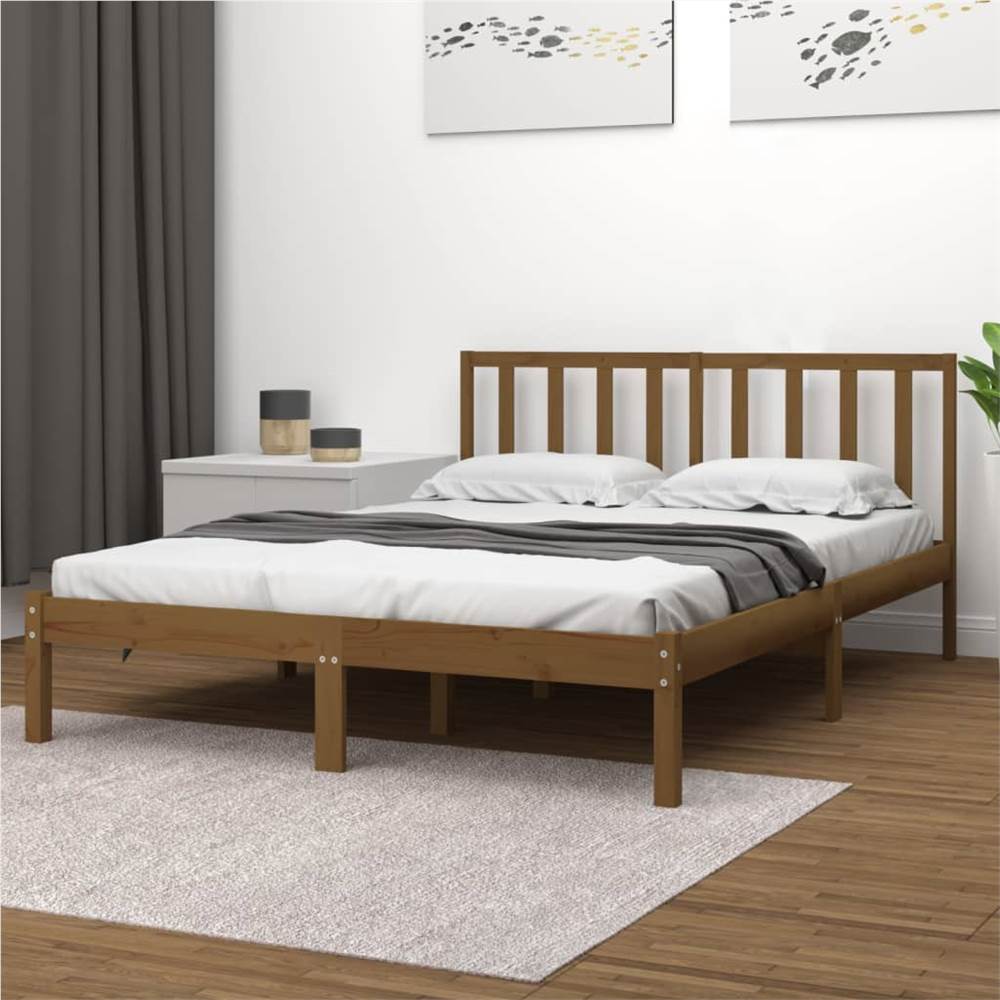

Bed Frame Honey Brown Solid Wood Pine 135x190 cm 4FT6 Double