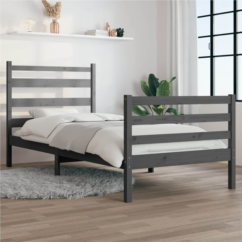 

Bed Frame Solid Wood Pine 100x200 cm Grey