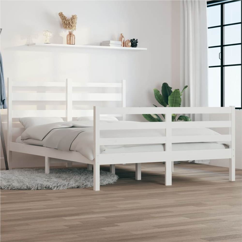 Bed Frame Solid Wood Pine 140x200 cm White
