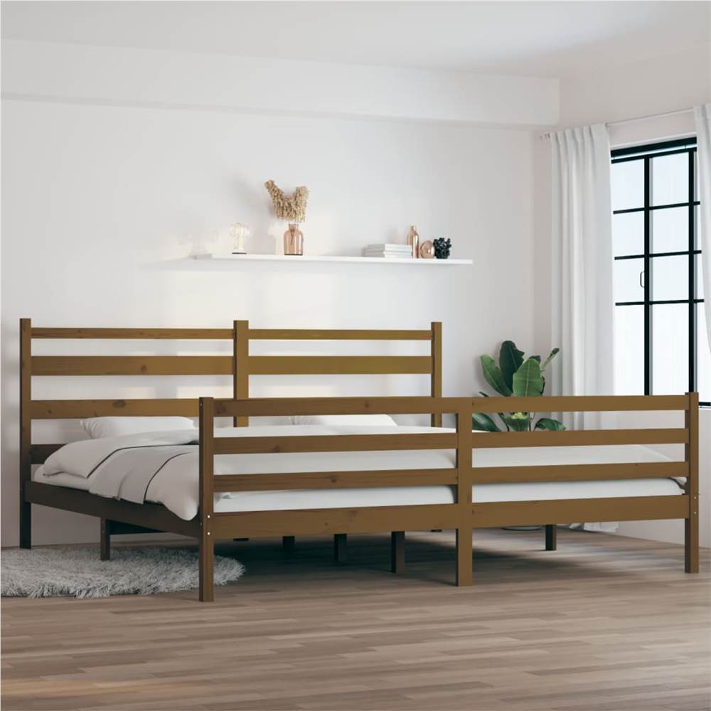 

Bed Frame Solid Wood Pine 200x200 cm Honey Brown