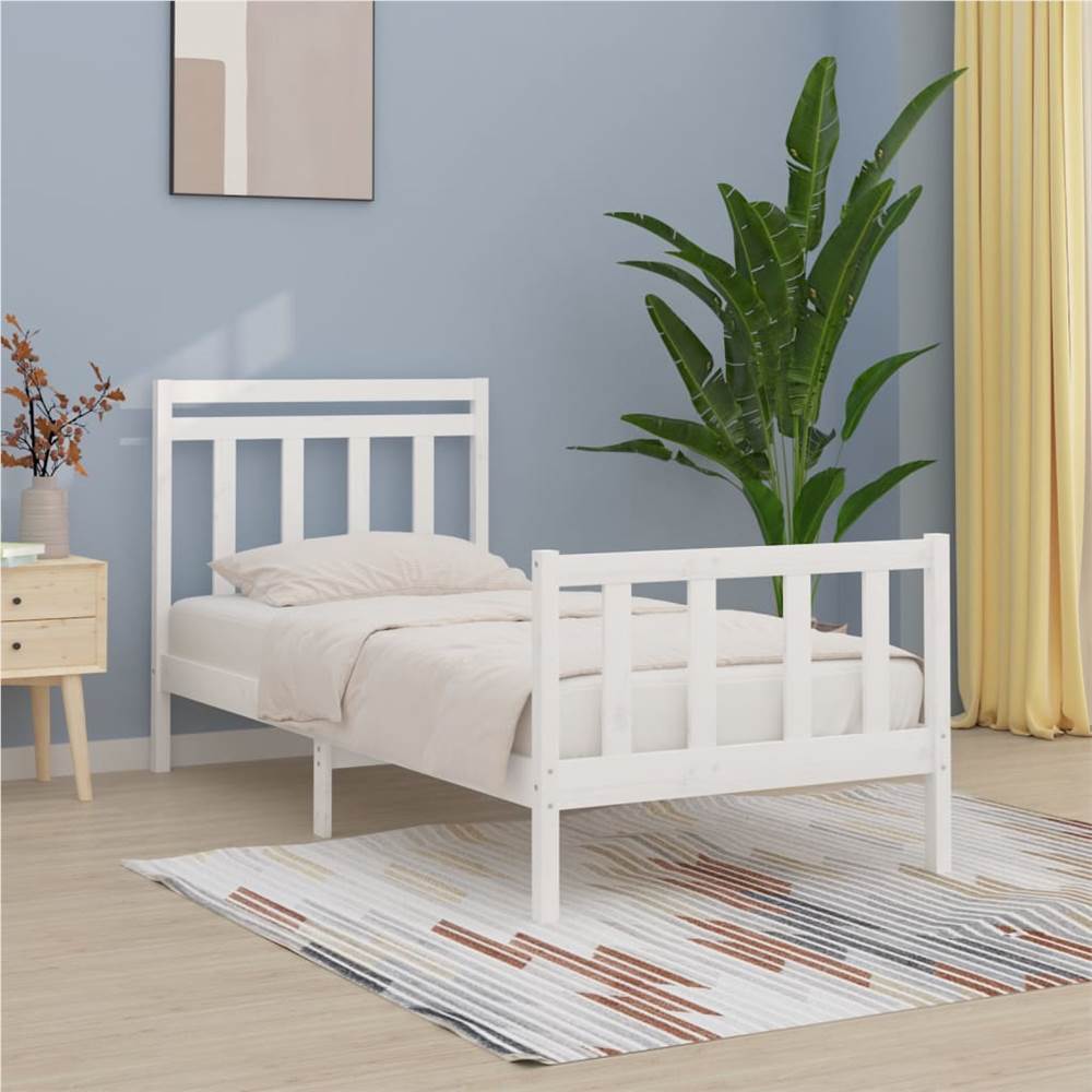 

Bed Frame White Solid Wood Pine 100x200 cm