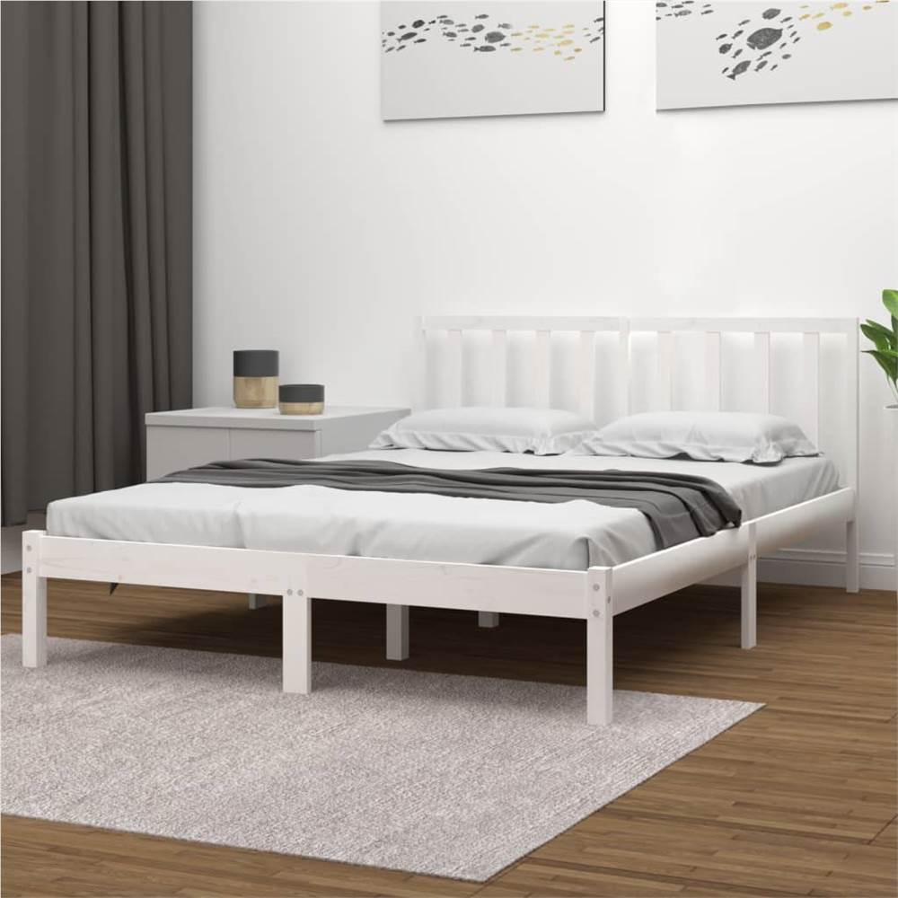 

Bed Frame White Solid Wood Pine 135x190 cm 4FT6 Double