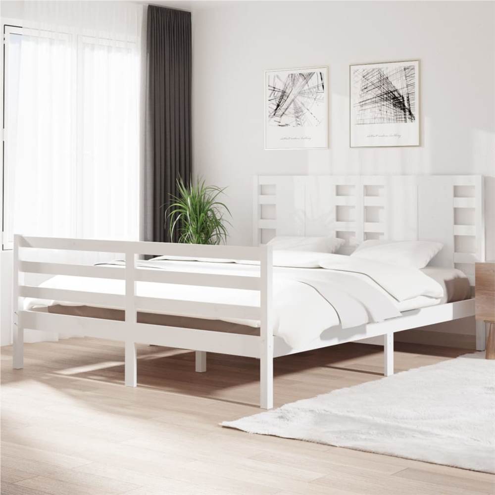 

Bed Frame White Solid Wood Pine 160x200 cm