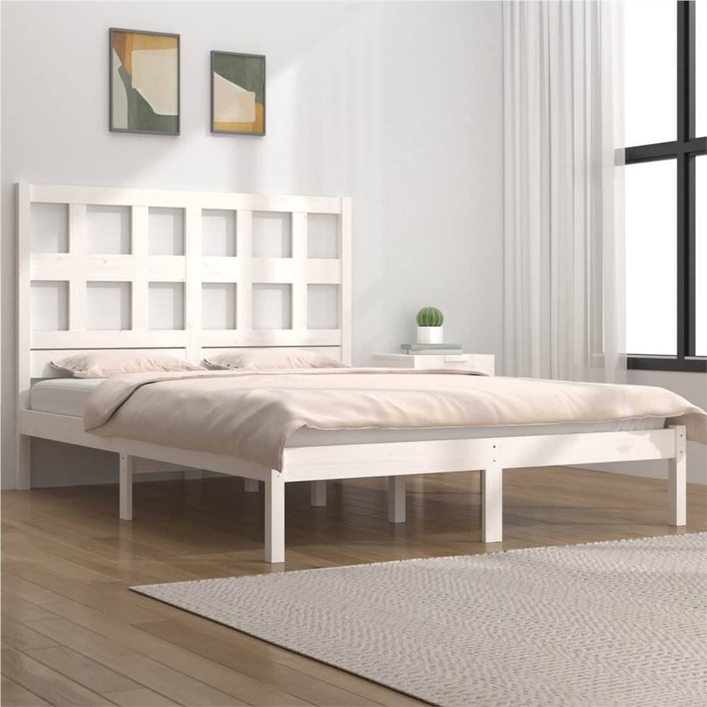 Bed Frame White Solid Wood Pine 180x200 cm 6FT Super King Size