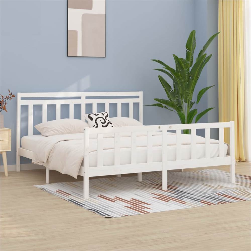 

Bed Frame White Solid Wood Pine 200x200 cm
