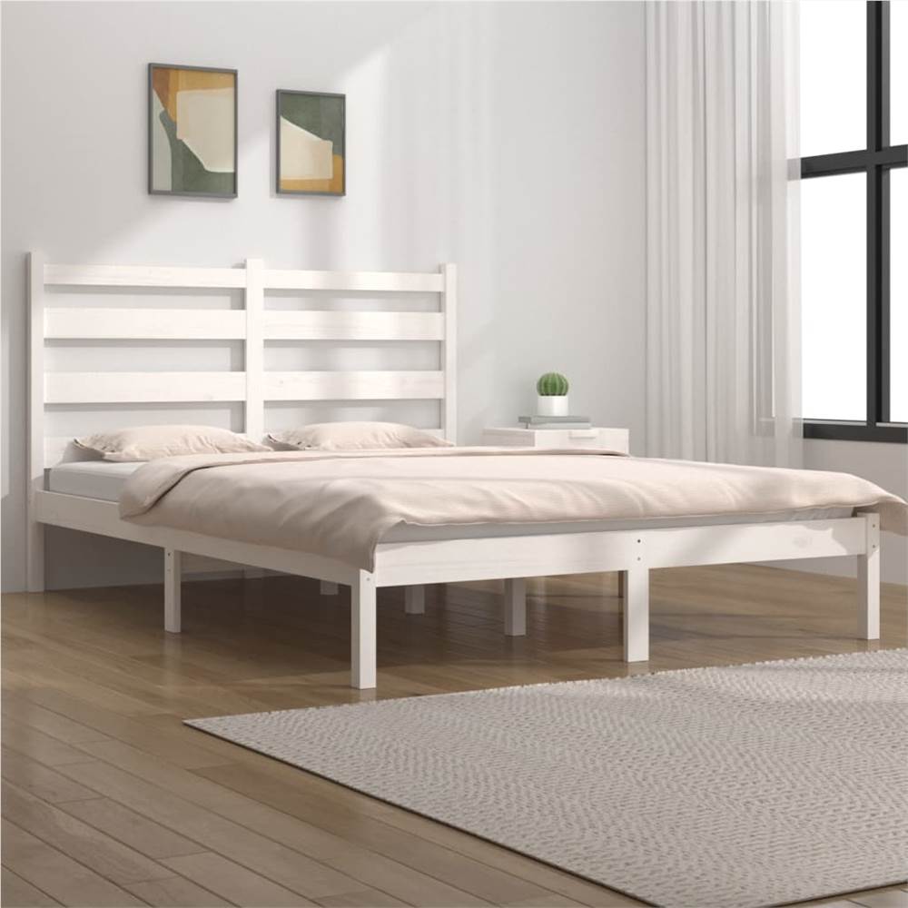 

Bed Frame White Solid Wood Pine 200x200 cm