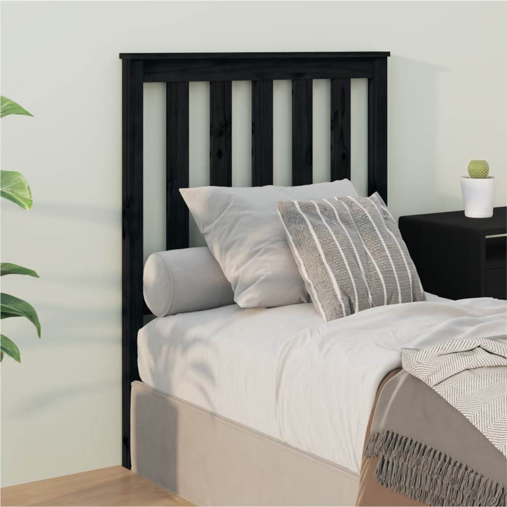 Bed Headboard Black 81x6x101 cm Solid Wood Pine