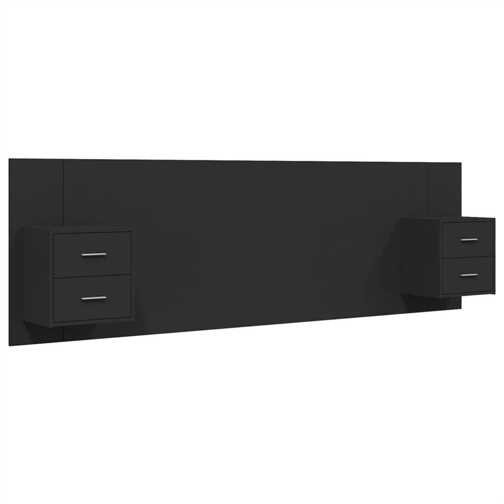 Bed Headboard with Black Engineered Wood