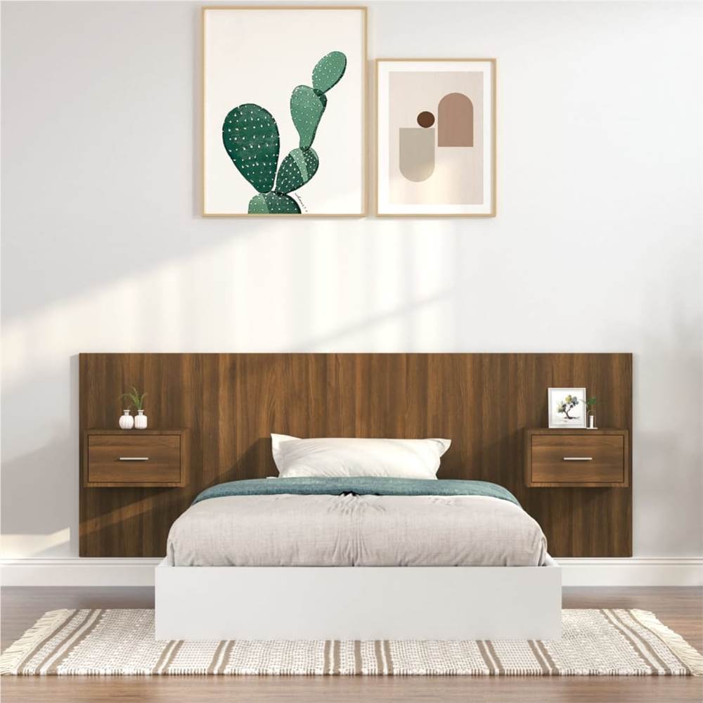 

Bed Headboard with Cabinets Brown Oak Engineered Wood