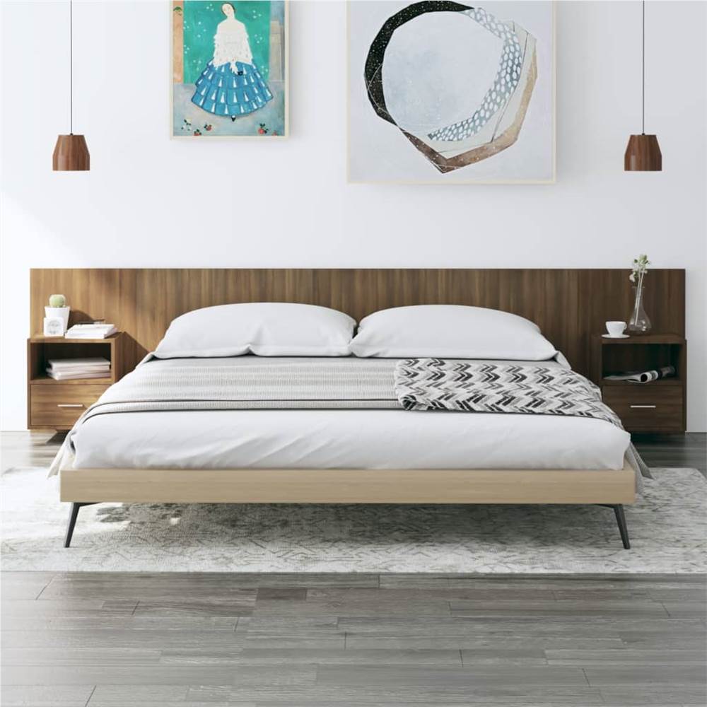 

Bed Headboard with Cabinets Brown Oak Engineered Wood