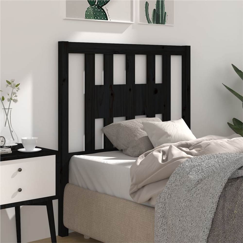 Headboard Black 81x4x100 cm Solid Wood Pine