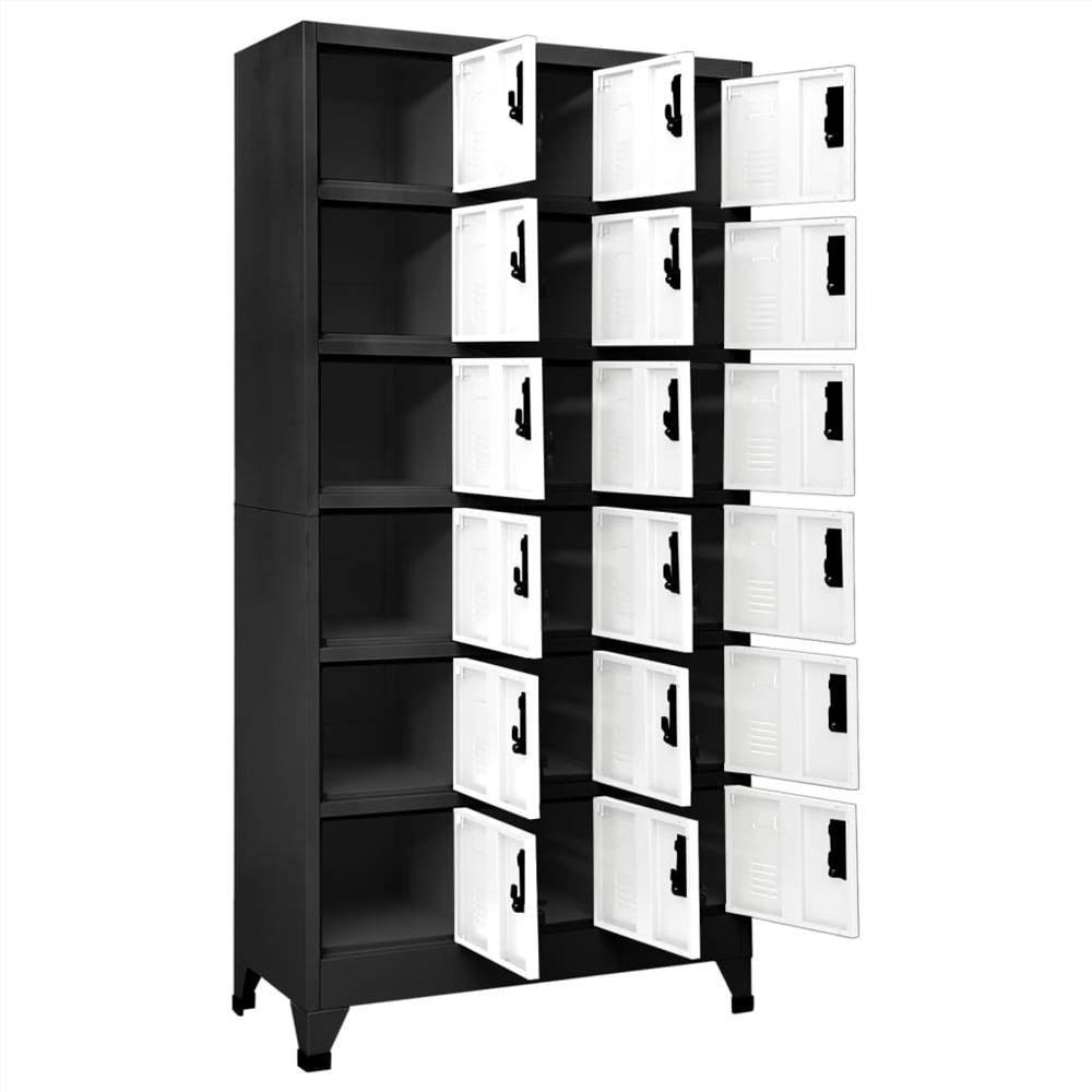 Locker Cabinet Anthracite and White 90x40x180 cm Steel