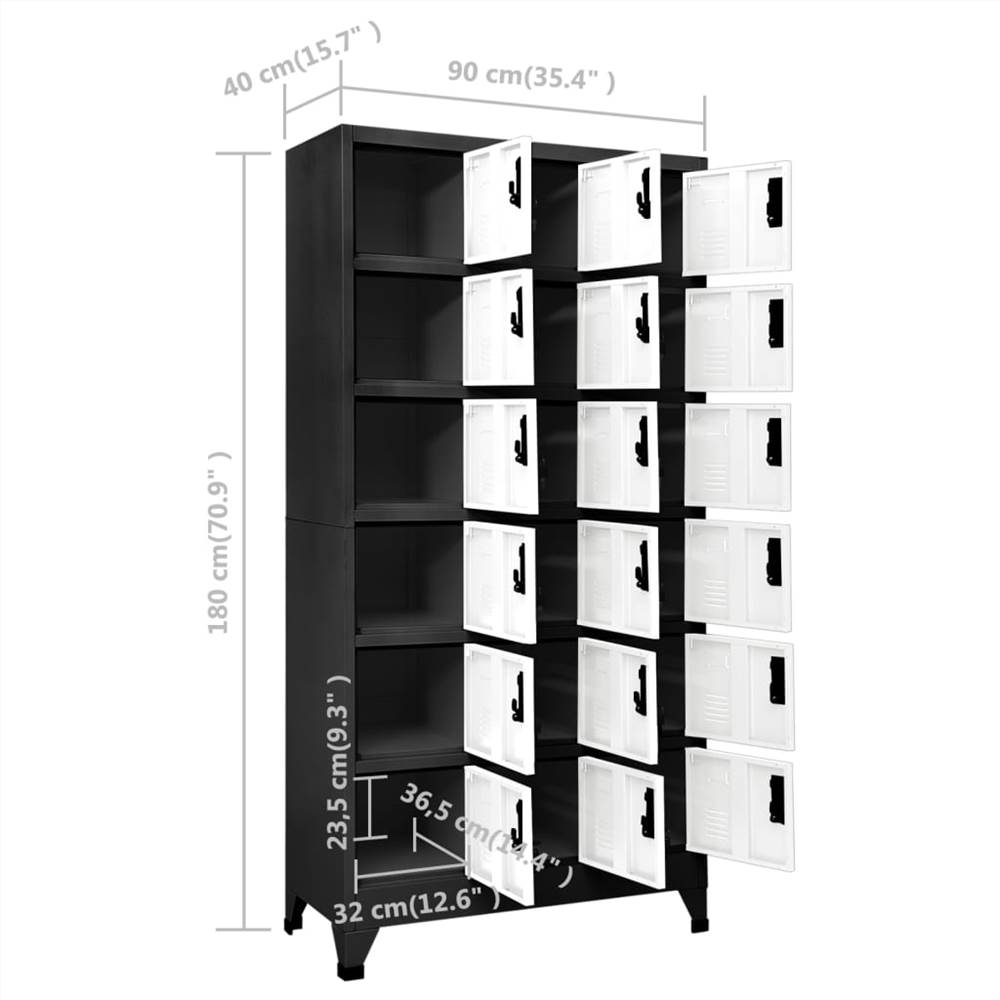Locker Cabinet Anthracite and White 90x40x180 cm Steel