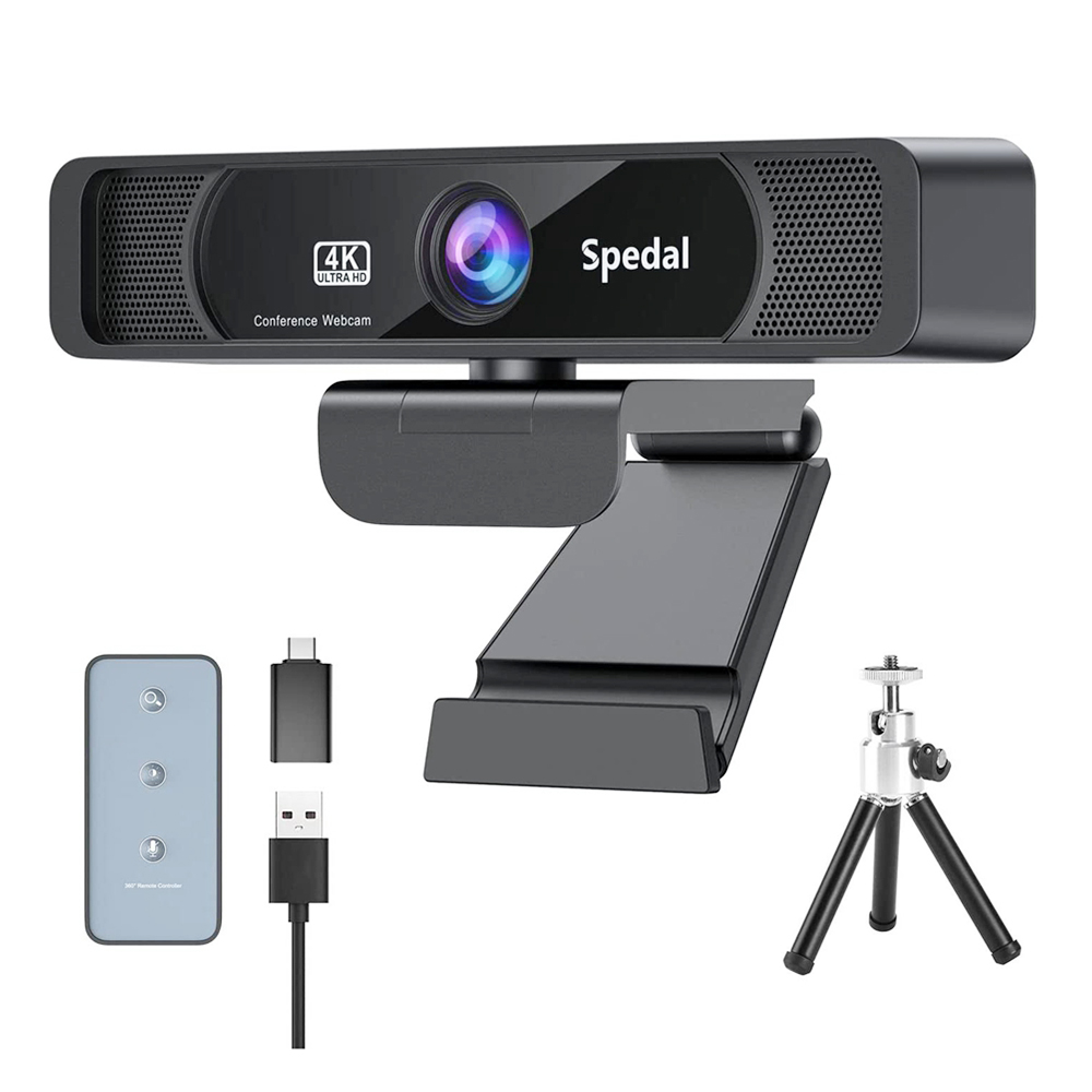 Spedal FF931 4K UHD Webcam com microfones duplos de redução de ruído AI integrada, webcam com zoom de grande angular de 120 graus