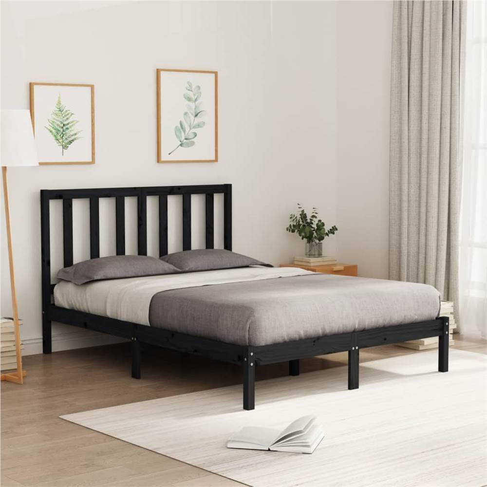 

Bed Frame Black Solid Wood 120x200 cm