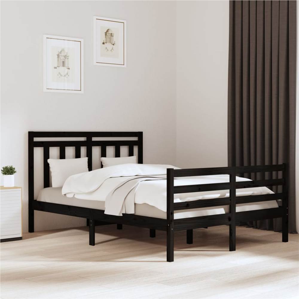 

Bed Frame Black Solid Wood 140x190 cm