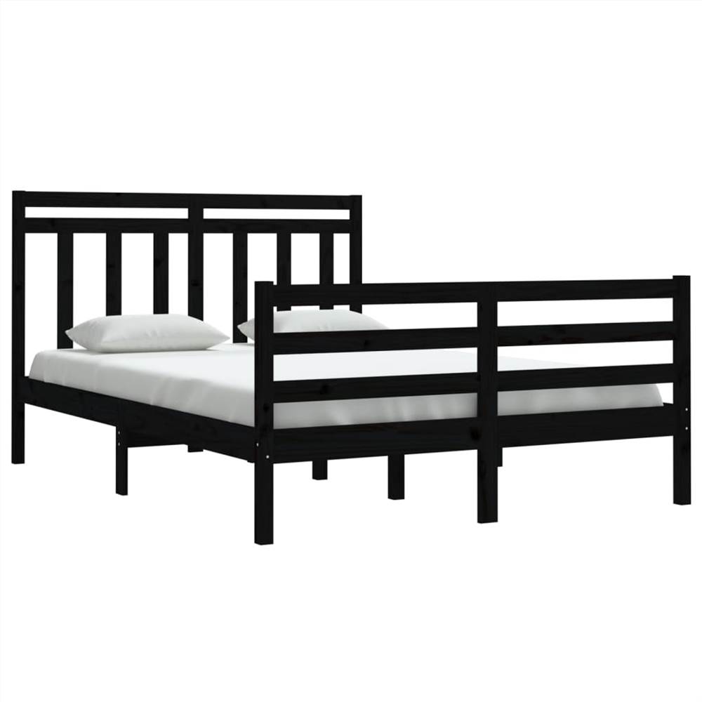 Bed Frame Black Solid Wood 140x200 Cm 8 Bed Frame Black Solid Wood 140x200 cm