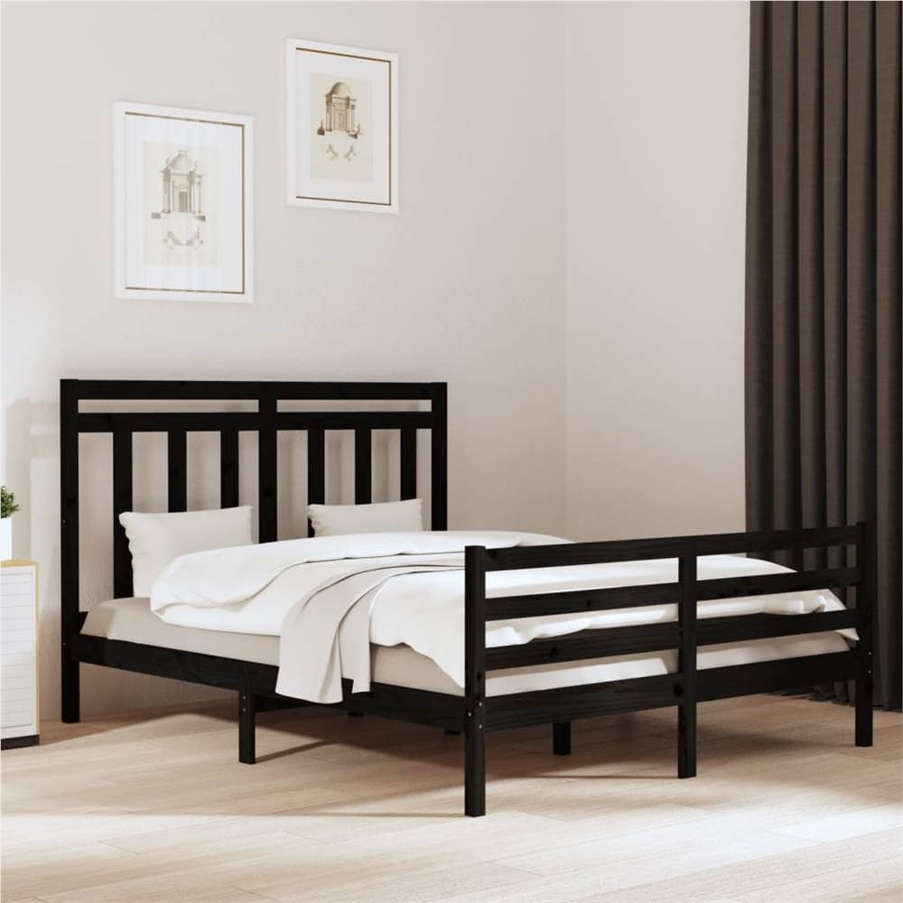 

Bed Frame Black Solid Wood 160x200 cm