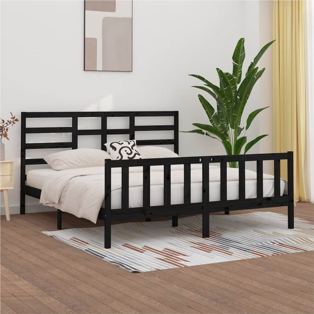 

Bed Frame Black Solid Wood 180x200 cm 6FT Super King