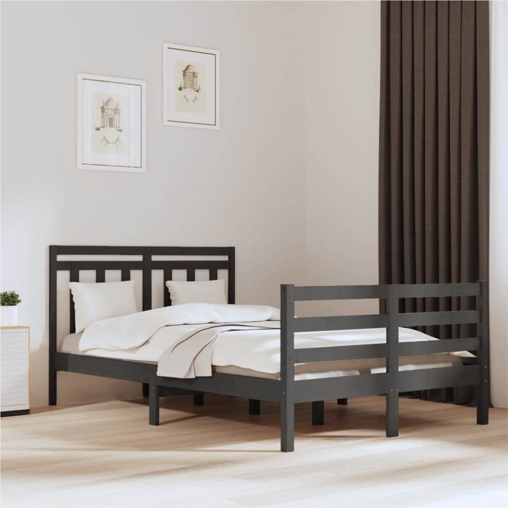 

Bed Frame Grey Solid Wood 120x200 cm