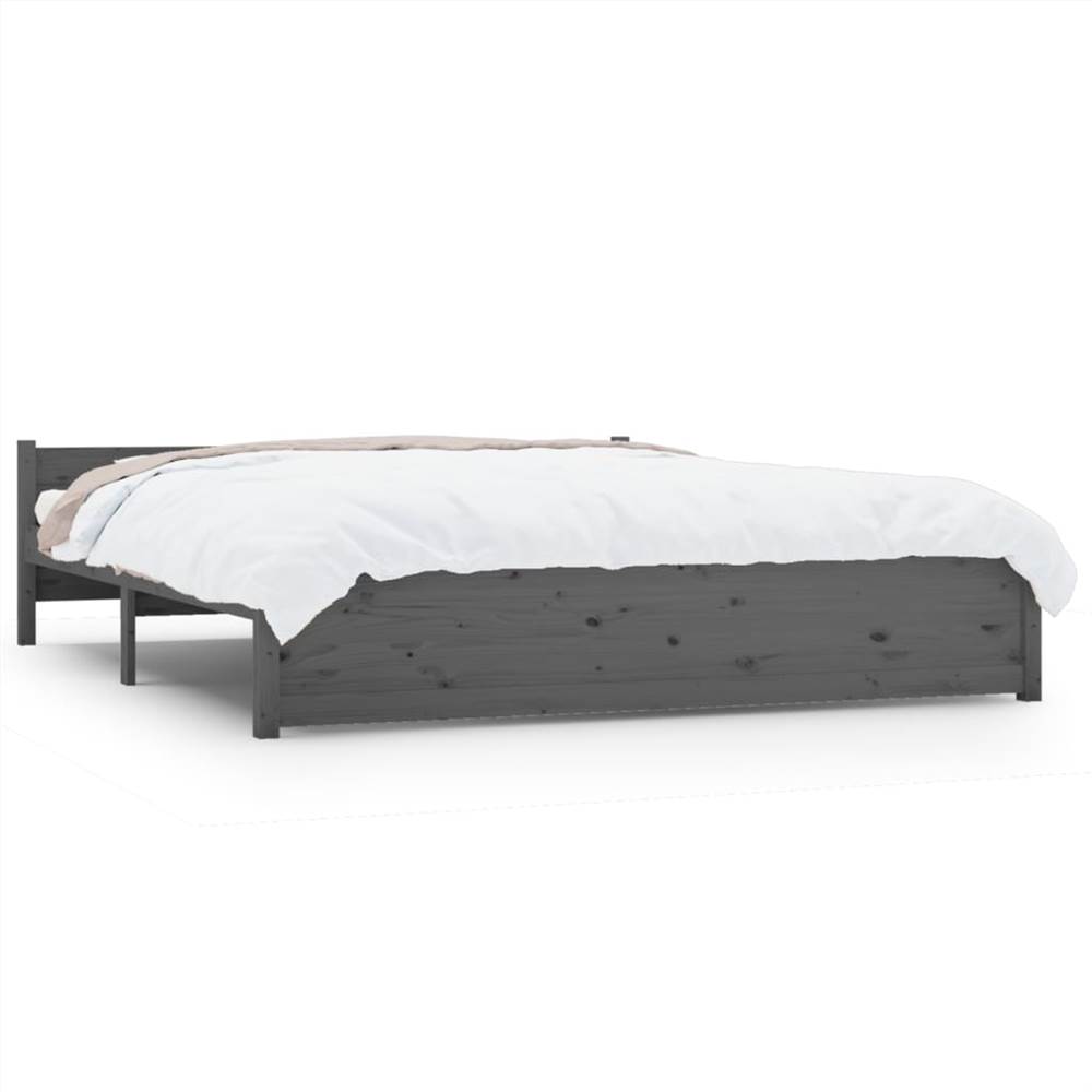 Bed Frame Grey Solid Wood 160x200 cm