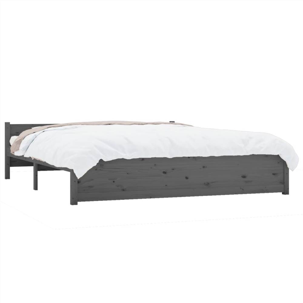 Bed Frame Grey Solid Wood 160x200 cm