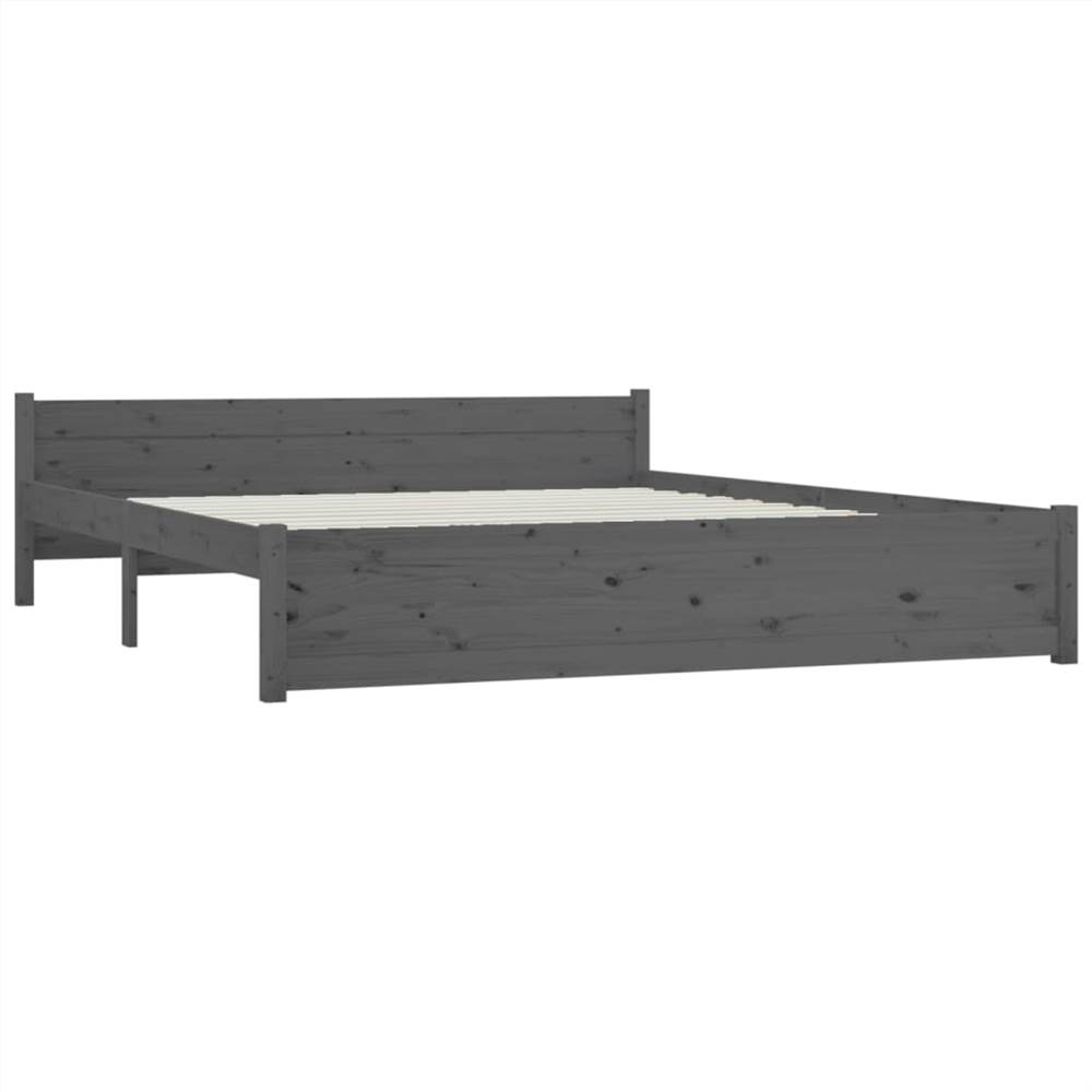 Bed Frame Grey Solid Wood 160x200 cm