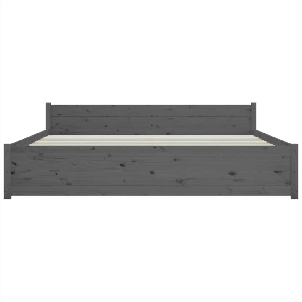 Bed Frame Grey Solid Wood 160x200 cm