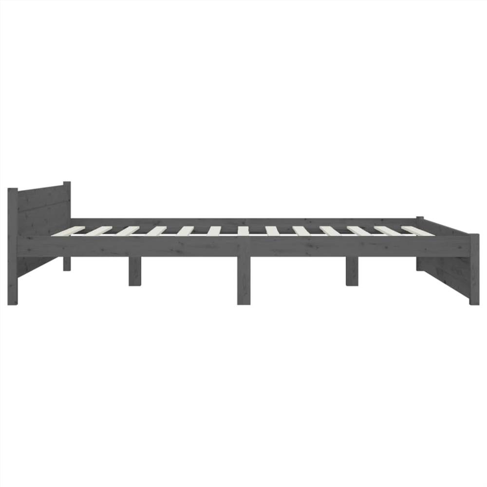 Bed Frame Grey Solid Wood 160x200 cm