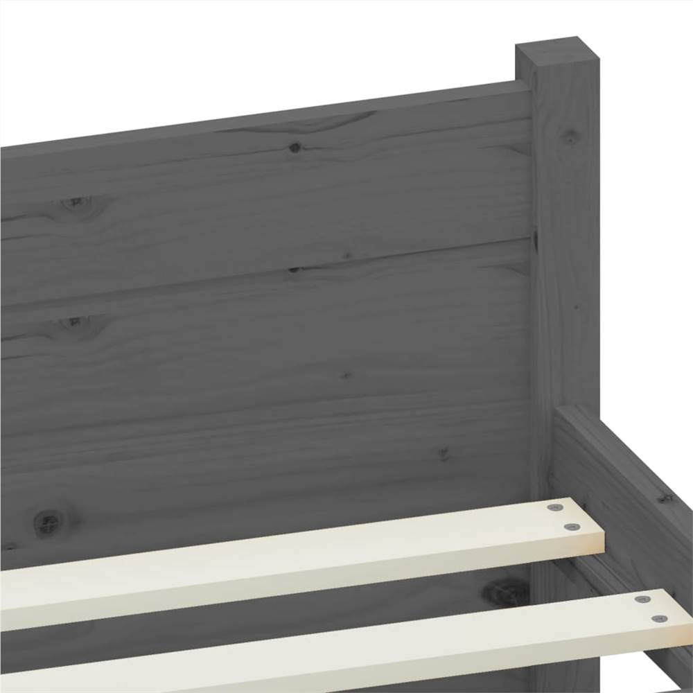 Bed Frame Grey Solid Wood 160x200 cm