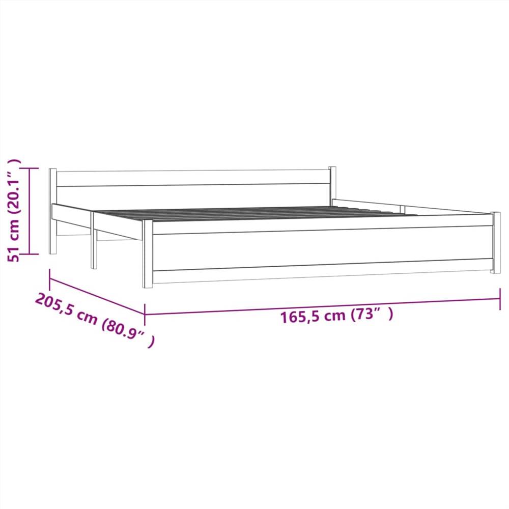 Bed Frame Grey Solid Wood 160x200 cm