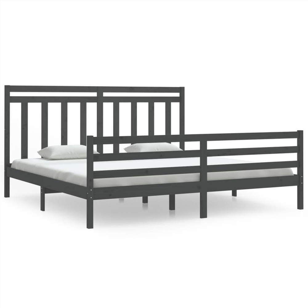 Bed Frame Grey Solid Wood 200x200 Cm 7 Bed Frame Grey Solid Wood 200x200 cm