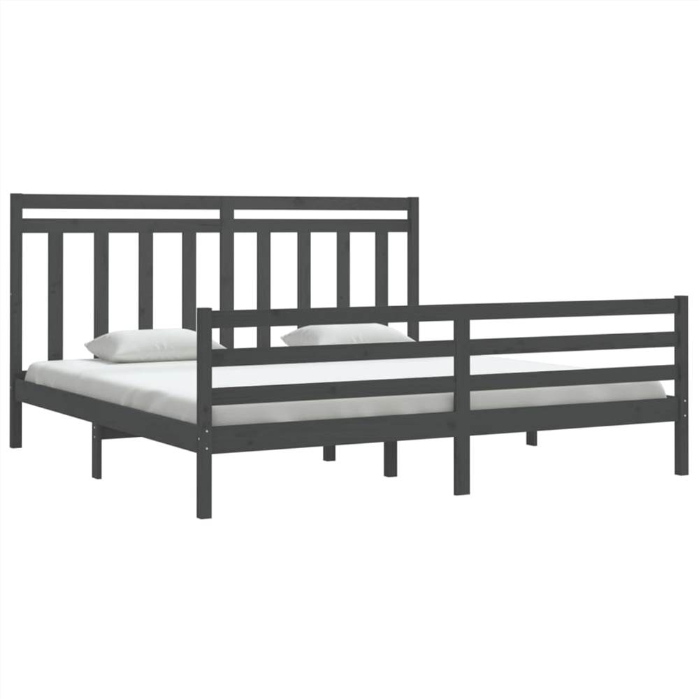 Bed Frame Grey Solid Wood 200x200 Cm 8 Bed Frame Grey Solid Wood 200x200 cm
