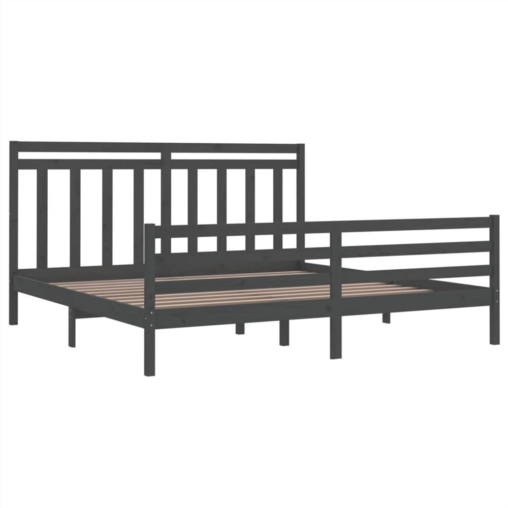 Bed Frame Grey Solid Wood 200x200 Cm 9 Bed Frame Grey Solid Wood 200x200 cm