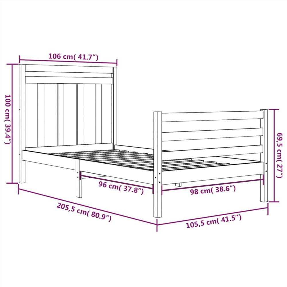 Bed Frame Honey Brown Solid Wood 100x200 cm