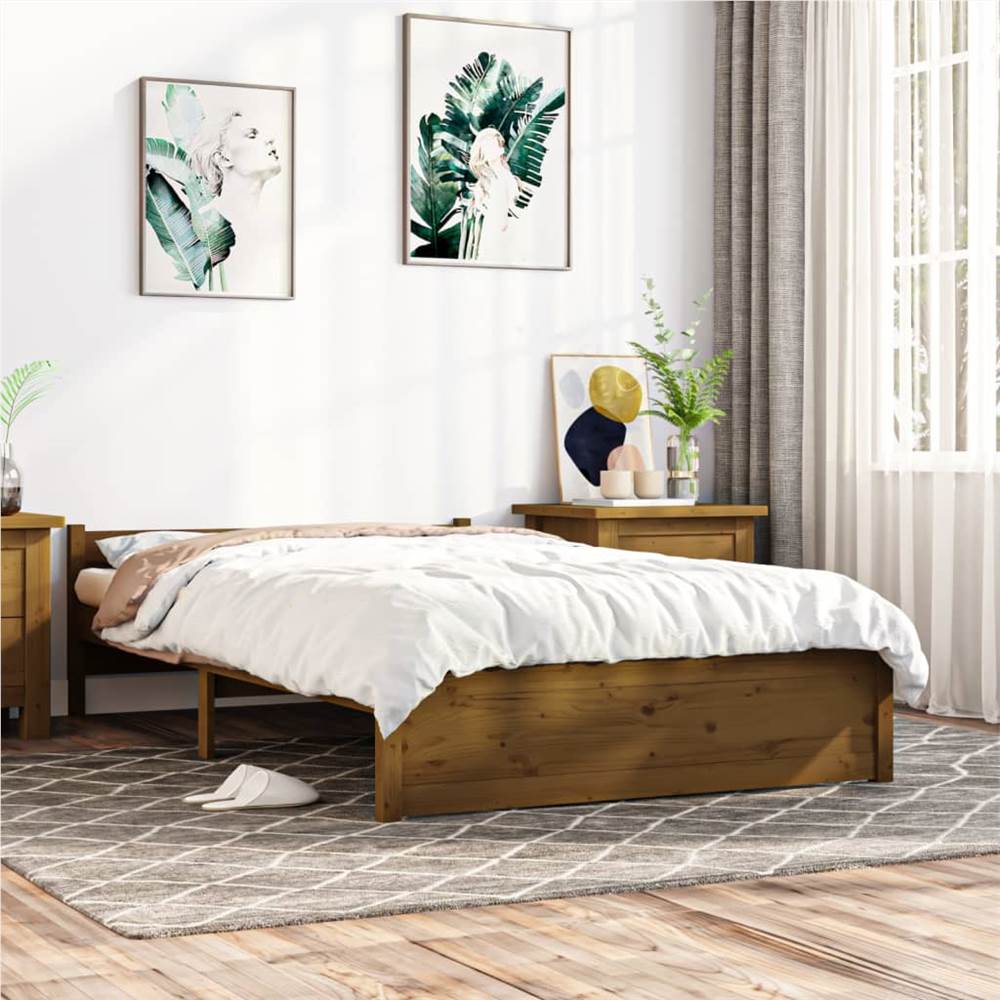 

Bed Frame Honey Brown Solid Wood 140x200 cm