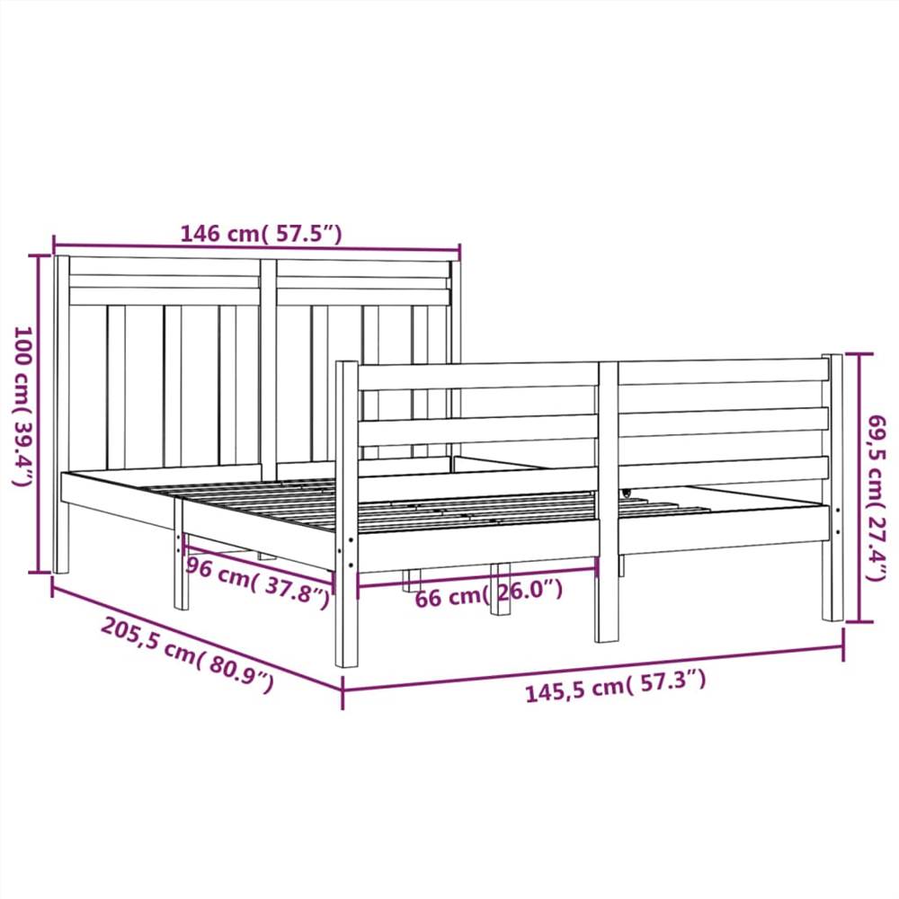 Bed Frame Honey Brown Solid Wood 140x200 cm