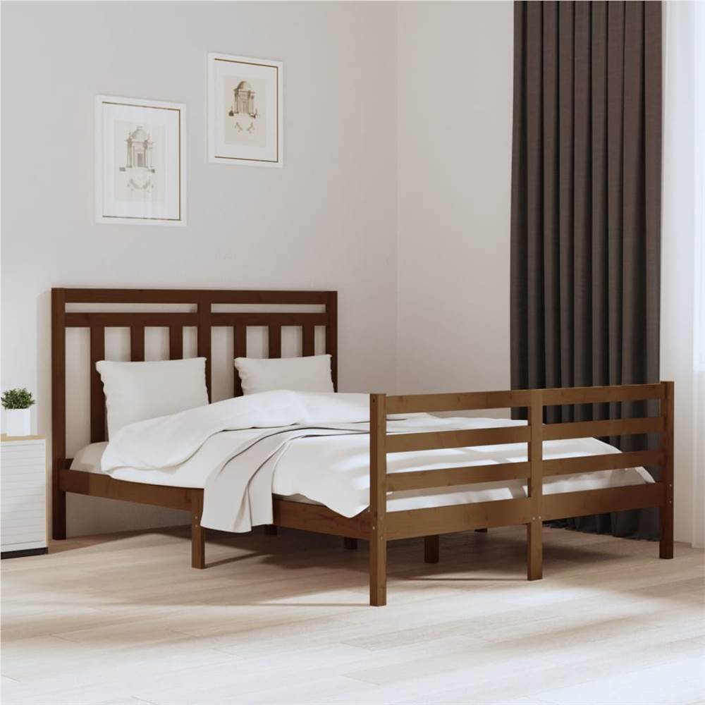 

Bed Frame Honey Brown Solid Wood 150x200 cm 5FT King Size