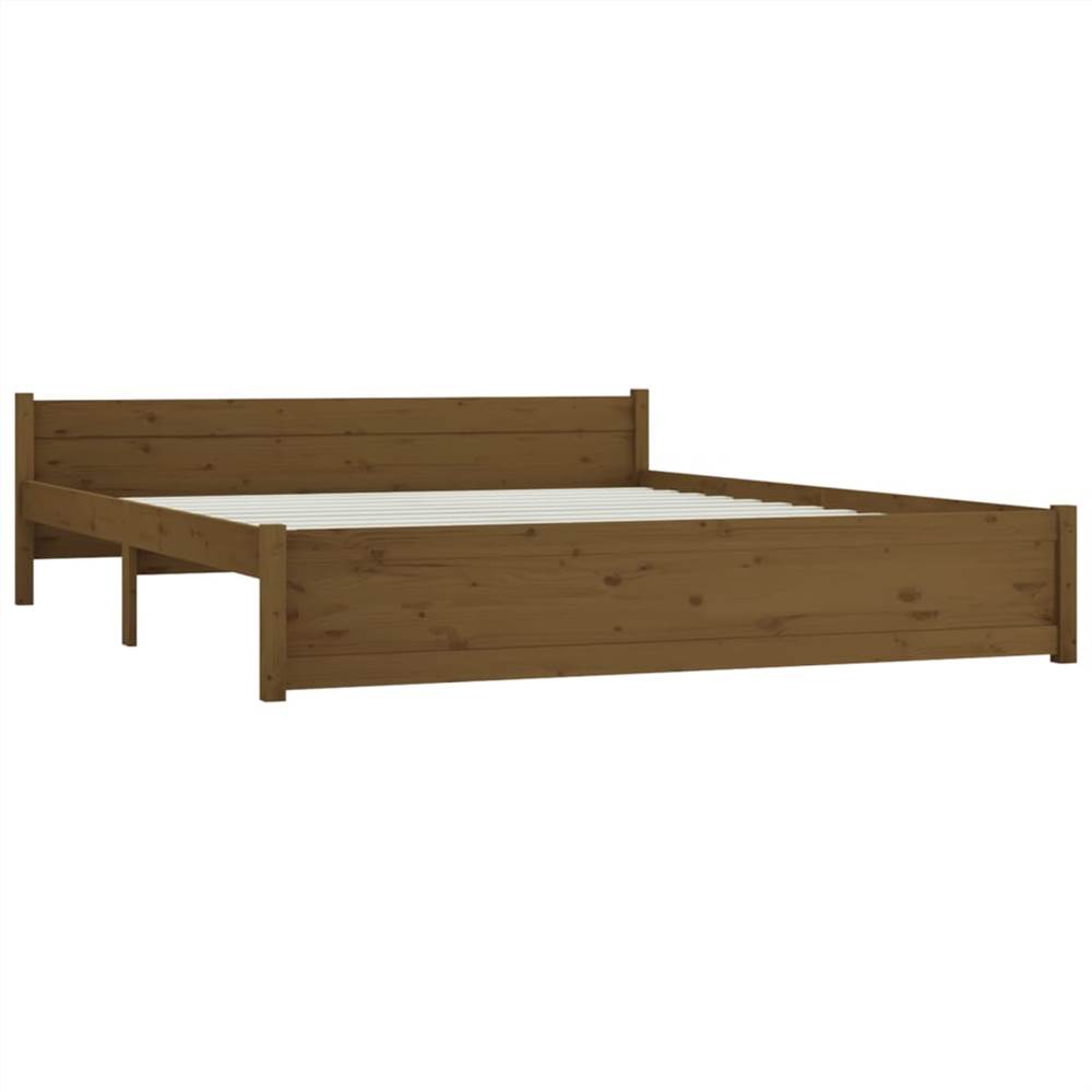 Bed Frame Honey Brown Solid Wood 160x200 Cm 9 Bed Frame Honey Brown Solid Wood 160x200 cm