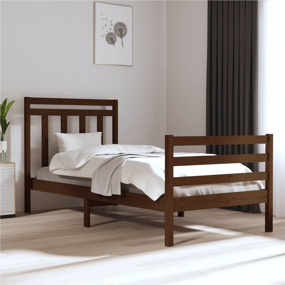 

Bed Frame Honey Brown Solid Wood 75x190 cm 2FT6 Small Single