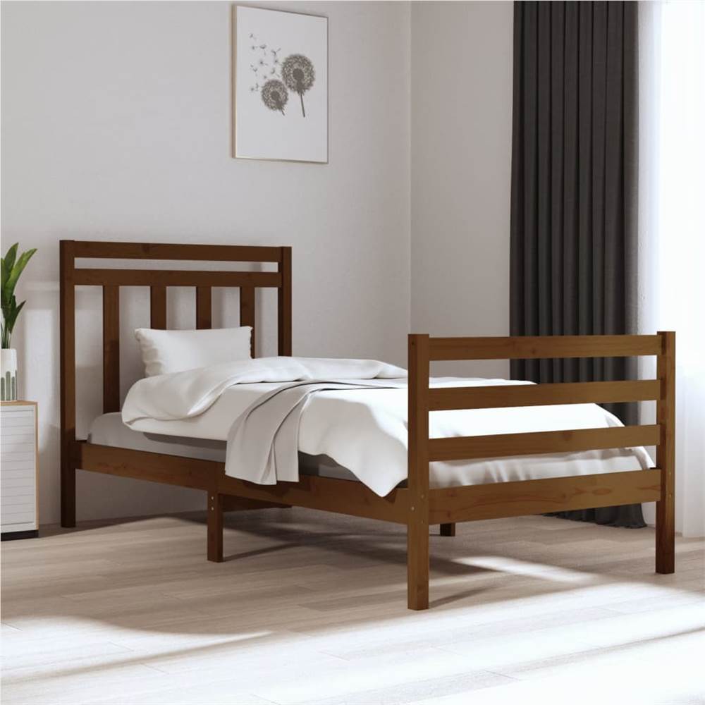 

Bed Frame Honey Brown Solid Wood 90x190 cm 3FT Single
