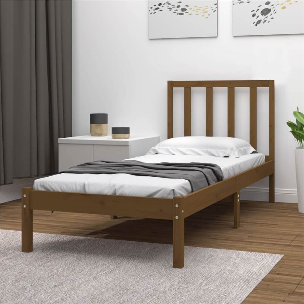 

Bed Frame Honey Brown Solid Wood Pine 90x190 cm 3FT Single